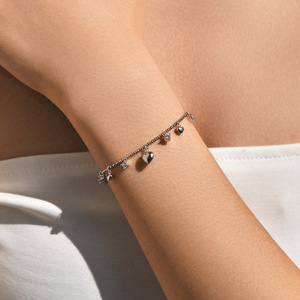 S925 Silver Heart and Star Charm Slider Adjustable Hypoallergenic Polished Charm Sterling Silver Slider <b>Bracelet</b> For Women - Product Image 4