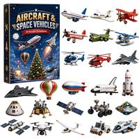 Calendrier de l'Avent sur le thème des Véhicules Spatiaux et Aériens – Boîte Mystère – Ornements Suspendus en Acrylique (Avion, Fusée) – Cadeau Surprise pour les Amateurs de l'Espace