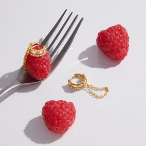 Hoop Earrings Gold Chain Tassel Zircon Inlay Everyday Wear - Product Image 4