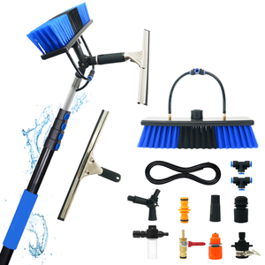 Brosse de <span class=keywords><strong>nettoyage</strong></span> télescopique en aluminium à alimentation en eau avec distributeur de savon pour vitres et panneaux solaires – Offre spéciale - Product Image 1