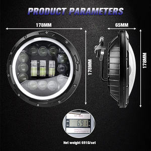 Faro LED Redondo de 7 Pulgadas para <span class=keywords><strong>Jeep</strong></span> JL JK, Bombilla LED de Trabajo de 24v, Luz Alta y Baja, Lente de Proyector LED, Ojos de Ángel - Product Image 4