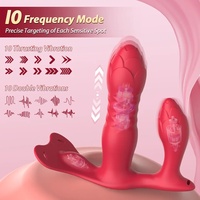 Vibrateur télescopique à porter sur les pantalons, télécommande sans fil, masseur clitoridien et point G, stimulateur anal, 10 modes de vibration, pour femmes