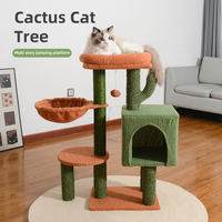 Jouet pour chat d'intérieur durable multifonctionnel résistant à l'usure Cactus grimpant griffoir d'arbre à chat en peluche de bois de sisal