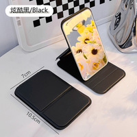 Miroir de poche pliable en cuir PU avec logo personnalisé - Miroir de maquillage portable pour les voyages, miroir compact de taille portefeuille, vente en gros