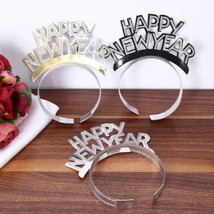 Tiara 12pcs New Years Party Favors Gold Silver Black Happy New Year Headband - Product Image 1
