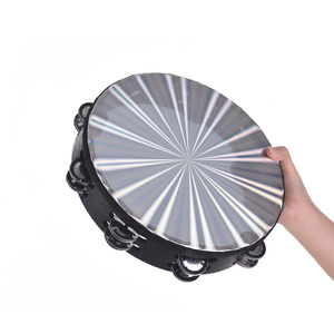 Tambour à main tambourin en bois de 10 pouces avec instrument de <span class=keywords><strong>percussion</strong></span> Jingles à double rangée pour les festivals et spectacles de mélomanes - Product Image 2