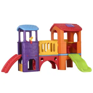 Liyou Indoor Playground Equipment Plastic Play House with Slide Toy High Quality Children Playhouse Kindergarten Kids 2 Sets