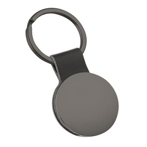 Portachiavi Rotondo Lucido con Anello in Pelle PU Nera e Portafoto Digitale in Metallo - Product Image 1