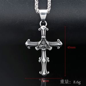 Collier pendentif croix vintage en acier inoxydable, chaîne à maillons tressés, ton argenté, bijou unisexe, cadeau - Product Image 3