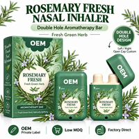 Inhalateur Nasal Double Orifice à l'Arôme Frais de Romarin et d'Herbes Vertes, Fournisseur OEM, Boîte de Vente au Détail, Étiquette Privée Personnalisée, Vente en Gros