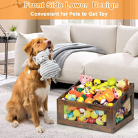 Boîte de rangement en bois pour jouets de chien, bac de rangement pour jouets de chien, organisateur de rangement pour chiens, grand panier de rangement pour jouets de chat pour salon et extérieur