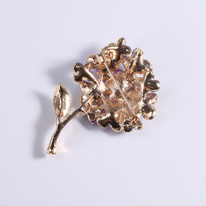 Broche de diamante antiguo para mujer Flor de esmalte púrpura con diamantes de imitación transparentes Estilo de moda para boda o fiesta - Product Image 4