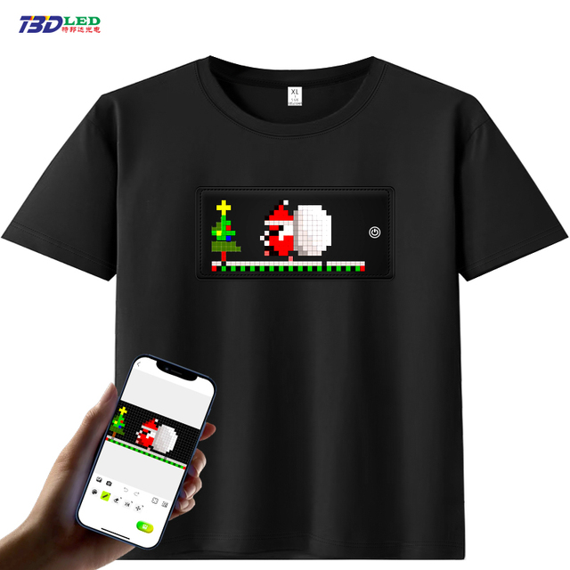APP Control LED T Shirts Panel  Glow in the Dark Luminous Light up Clothing RGB Messages Scrolling Led t Shirt Display