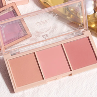Palette de fard à joues 3 couleurs-Palette de fard à joues orange couleur thé mat naturel-Palette crème