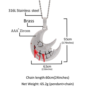 Collier pendentif hip-hop exagéré et amusant, style Trippie <span class=keywords><strong>Redd</strong></span>, avec design de personnage de dessin animé Uwin Moon - Product Image 4