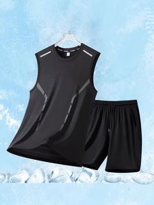 2025 Mùa Hè Người Đàn Ông Của Thể Thao Giản Dị Quần Short Màu Đen Băng Lụa Lưới Dệt Kim Quần Short Hot Rắn Bãi Biển Điều Hòa Không Khí Quần - Product Image 2