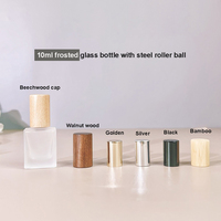 Flacon roll-on carré plat en verre dépoli transparent de 10 ml, avec bille en acier, pour parfum, huiles essentielles DIY, recharges personnalisées
