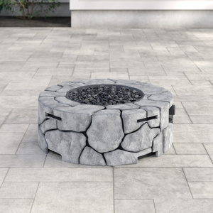 DB Outdoor Fire Pit 9 ''H X 28'' W Béton renforcé de fibres Caractéristique de collecte extérieure élégante - Product Image 1