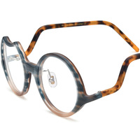 19285 Vente en gros de montures de lunettes rondes en acétate de haute qualité, style tendance unisexe, montures optiques givrées à bordure complète, logo personnalisé OEM
