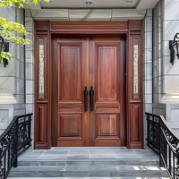 Porte d'entrée pivotante en bois massif de noyer américain naturel avec panneau latéral en verre pour maison