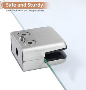 Abrazadera para Vidrio de 8-9 mm, Soporte Ajustable para Estantes de Vidrio, Abrazaderas de Acero Inoxidable 304, Respaldo Plano, Barandilla Moderna - Product Image 6