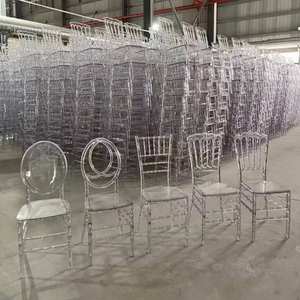 Chaise de mariage Tiffany Chiavari en résine acrylique transparente, d'occasion, de première main, pour banquets d'hôtel, vente en gros à prix réduit - Product Image 1