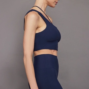 New Single Shoulder Top with Chest <b>Pad</b> High Waist Sports Fitness Flared Pants Gym Sport Workout Wear Fitness Yoga Set Women - Product Image 2