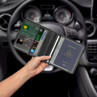 Dompet Kartu Mobil Kulit PU Hitam dengan Logo Kustom, Tempat Dokumen Mobil Esensial untuk Registrasi Mobil dan Asuransi, Penyimpanan SIM