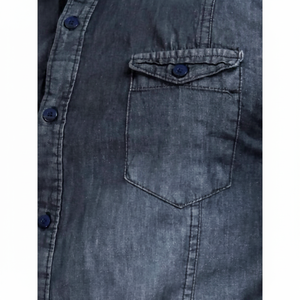 Camisa vaquera de manga corta para hombre, informal, formal, con bolsillos, moda tropical, sexy, estilo Caballero, ajustable, fiesta, playa, estiramiento ajustado F - Product Image 1