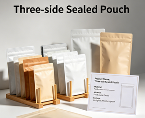 Bolsa con Cierre Hermético de Tres Lados Personalizada, Bolsa Plana Termosellable a Prueba de Olores de Grado Alimenticio con Logotipo Personalizado de Plástico - Product Image 1