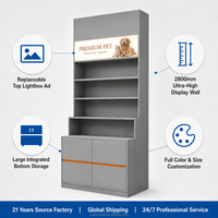 Vitrine de présentation pour animalerie en bois ultra-haute, directement d'usine, avec éclairage remplaçable, étagères ouvertes, base de rangement, taille personnalisée