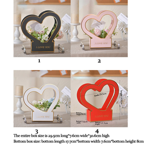 Cajas en forma de corazón <span class=keywords><strong>con</strong></span> estampado de oro para flores, ramo vacío, bolsas de regalo <span class=keywords><strong>con</strong></span> asa, cesta de flores, caja de envoltura de flores <span class=keywords><strong>rosas</strong></span> - Product Image 6