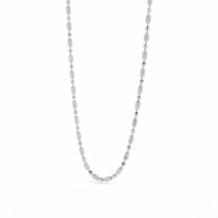 Chaîne de cou tressée romantique en platine Pt950 gravée au laser avec entretoises à perles florales, bijou minimaliste unisexe en platine pour soirée romantique