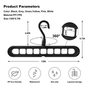 Chất Lượng Cao Tiết Kiệm Không Gian Nhựa Ma Thuật Quần Áo Móc Áo Với 9 Lỗ Có Thể Gập Lại Tủ Quần Áo Tổ Chức Lưu Trữ Giá Cho Tủ Quần Áo - Product Image 3