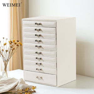 กล่องเก็บเครื่องประดับ WEIMEI สิบชั้น วัสดุหนังกำมะหยี่ สั่งซื้อขั้นต่ำน้อย สีขาวน้ำเงิน สำหรับใช้ในบ้าน ร้านค้าปลีก หรือร้านขายเครื่องประดับ - Product Image 3