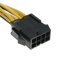 Holly Kabel Daya Komputer Berkualitas Tinggi 8-Pin Female Dual PCI-E (6+2) Male Tembaga Murni PVC 24V 18AWG 20cm Hitam/Kuning Pitch 4.2mm