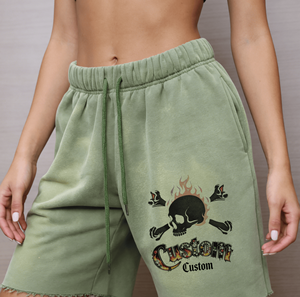 Shorts de jogging en coton tricoté à taille élastique, style vintage délavé, avec logos, pour l'été - Product Image 5