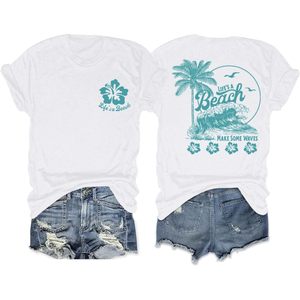 Camiseta de Playa Hawaiana FOXA para Mujer, 100% Algodón, Transpirable, con Estampado Tropical, para Vacaciones de Verano - Product Image 1