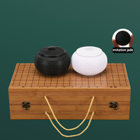 Ensemble de jeu de Go en bois de bambou naturel avec bols et 361 pierres en bakélite – Jeu de stratégie chinois classique |   Mesures 19 x 19 pouces