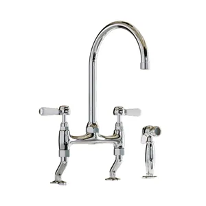 Hot bán cổ điển dài cổ sang trọng Chrom Brass cầu vòi nước nhà bếp với Side Sprayer