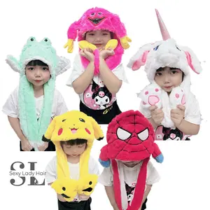 Cartoon Cosplay Plush Bunny Hat Children Moving Ears hat Party Fancy Dress cute winter animal hats for kids