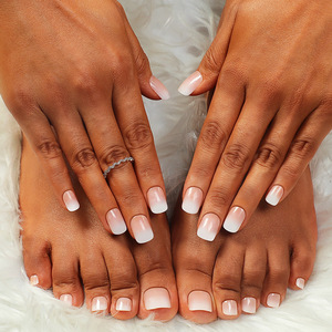 Prêt à expédier – 48 faux ongles assortis pour doigts et orteils, courts, à bout français, réutilisables, à presser – Ensemble pour les vacances d'été – Fournisseur - Product Image 6