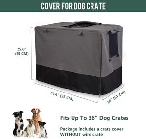 Perrera de lujo para perros de doble puerta, impermeable, patrón sólido, transpirable, plegable, cubierta de caja con cierre de cinturón, bandeja de plástico, paleta - Product Image 3