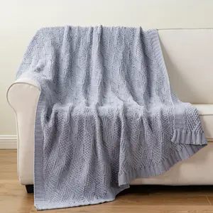 Knitted Throw Blanket With Tassels Textured Lightweight Throws For Couch Cover Home Decor
