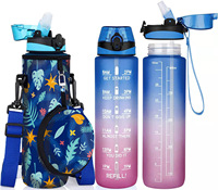 Bouteille de sport personnalisée 2024, la plus vendue, sans BPA, demi-gallon, avec manchon, paille à boire directe, marqueur de temps, écologique et motivante