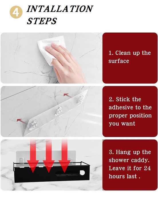 5 Pack Hanging Shower Caddy Strong Adhesive Bathroom Organizer