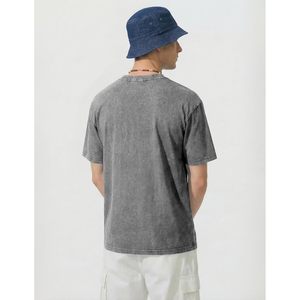 T-shirt homme FOXA surdimensionné à col en V, 100 % coton, manches courtes, effet délavé vintage, épaules tombantes - Product Image 3