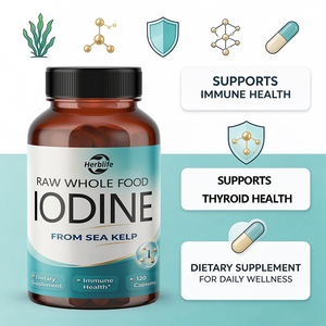 Capsules d'iode OEM ODM sous marque privée, Iode alimentaire brut issu de varech marin, Soutient la santé de la thyroïde et l'immunité, 150 mcg d'iode Vega - Product Image 3