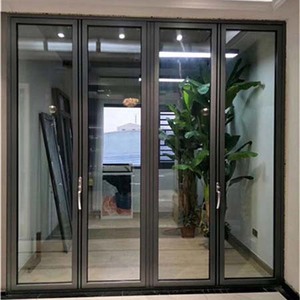 Porte pliante moderne en aluminium insonorisée <span class=keywords><strong>à</strong></span> double vitrage Pont cassé Design avec matériau en acier pliable pour application extérieure - Product Image 4
