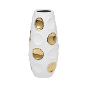 Vaso in ceramica con motivo a cerchi dorati per decorare la casa, soggiorno, camera da letto, ufficio, scrivania. - Product Image 3